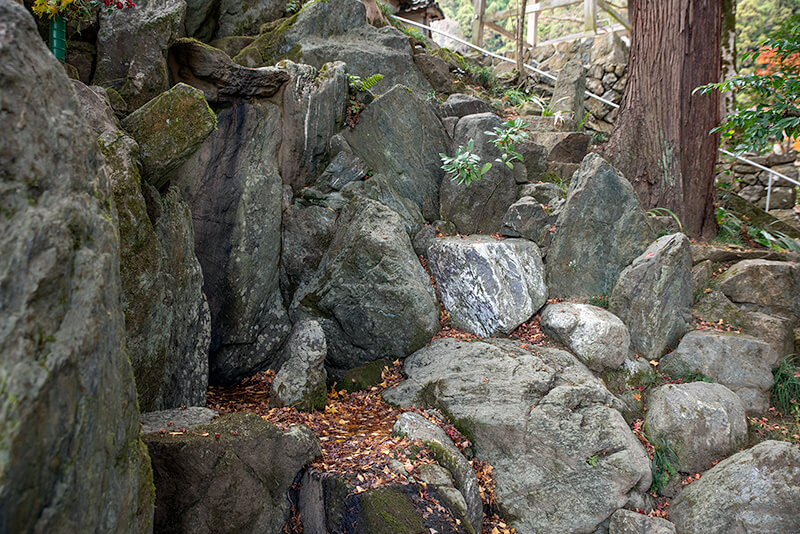 不動の滝石庭 鯉魚石