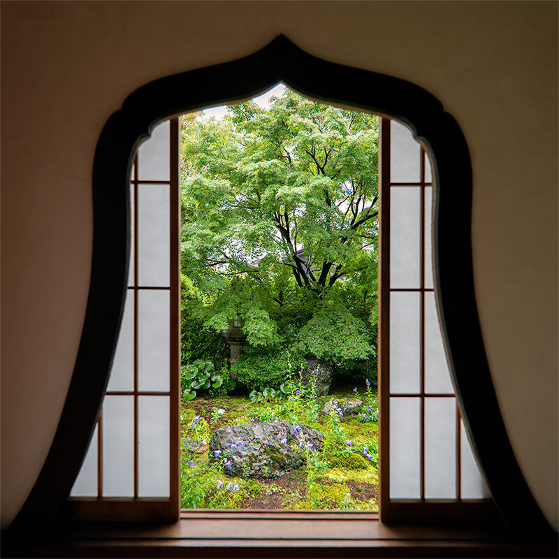 華頭窓越しの額縁庭園