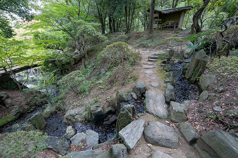 滝石組から流れ落ちる水路